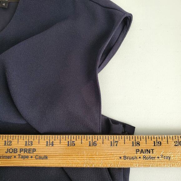 Tibi Savanna Navy Blue Crepe Drape Tie Dress 4 Career Modern Classic Minimalist - Picture 10 of 13